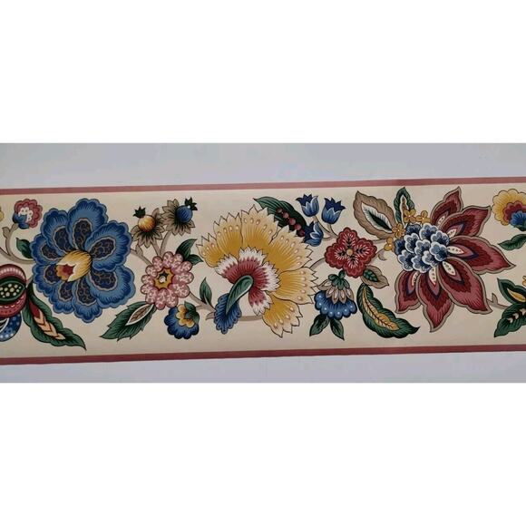 Williston Gardens Pre-pasted Decorative Wall Border - Floral Rose Color - 5.5 yd - Picture 1 of 6